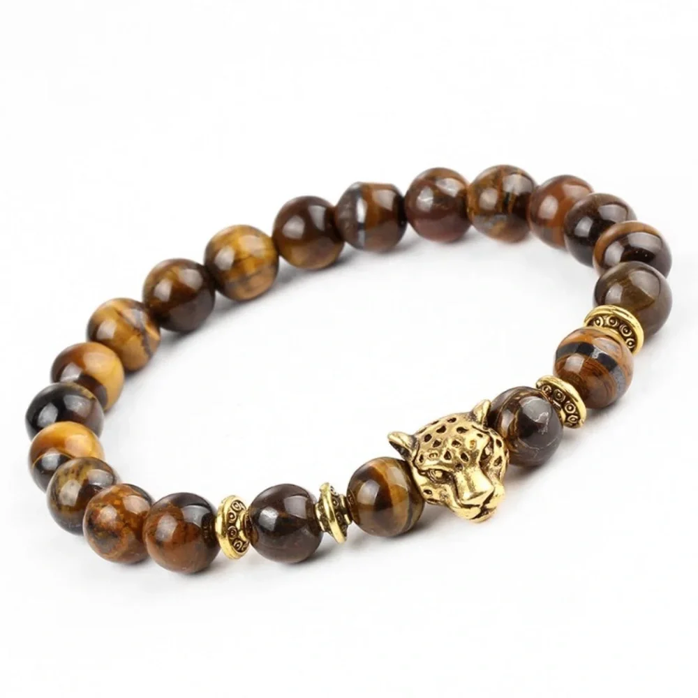 Jasper Stone Pearl Marble Beaded Leopard Bracelet - Unisex